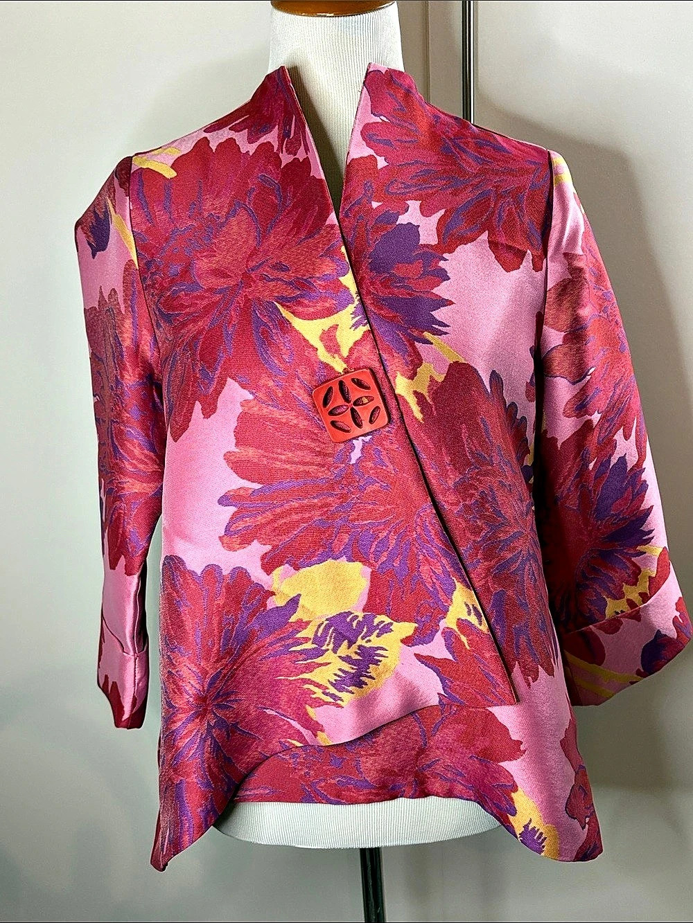 IC byConnie K 1747J660 Asymmetrical Floral Blazer in Pink & Purple Small NWT
